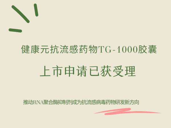 健康元抗流感药物TG-1000胶囊的上市申请已获受理